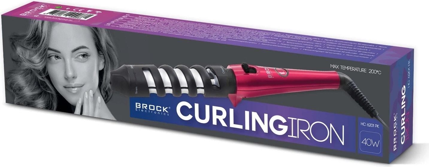 Hekur për kaçurrela Brock HC 6201 PK, 19/22 mm, 200°C, 40 W, rozë