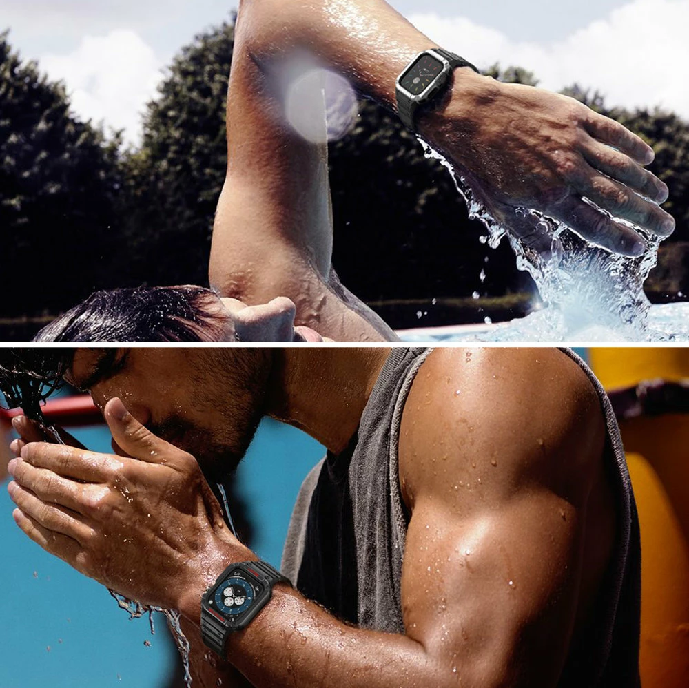 Rrip me kasë mbrojtëse për Apple Watch Hurtel, 41/40/38mm, i zi/blu