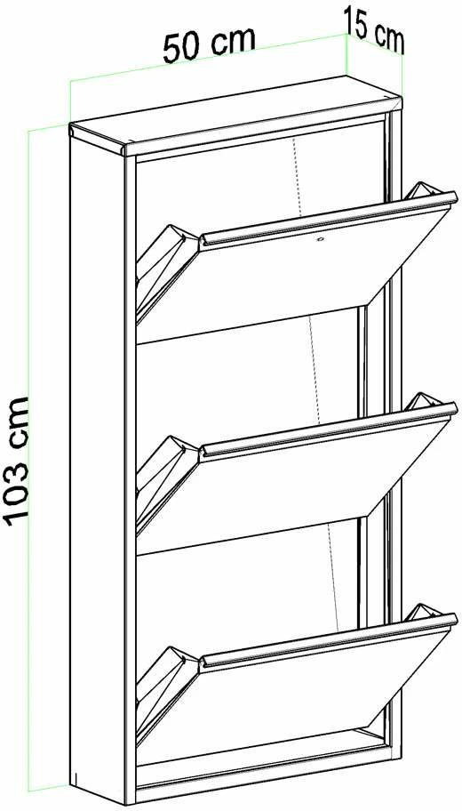 Dollap për këpucë, metalik, 3 pjesë, ngjyrë e bardhë, Skye Decor