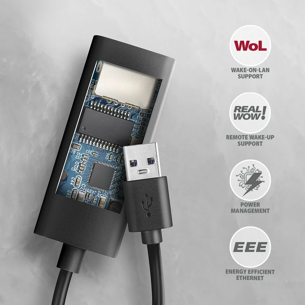 Kartë rrjeti AXAGON ADE-AR, USB-A 3.2 Gen 1, Gigabit Ethernet, e zezë