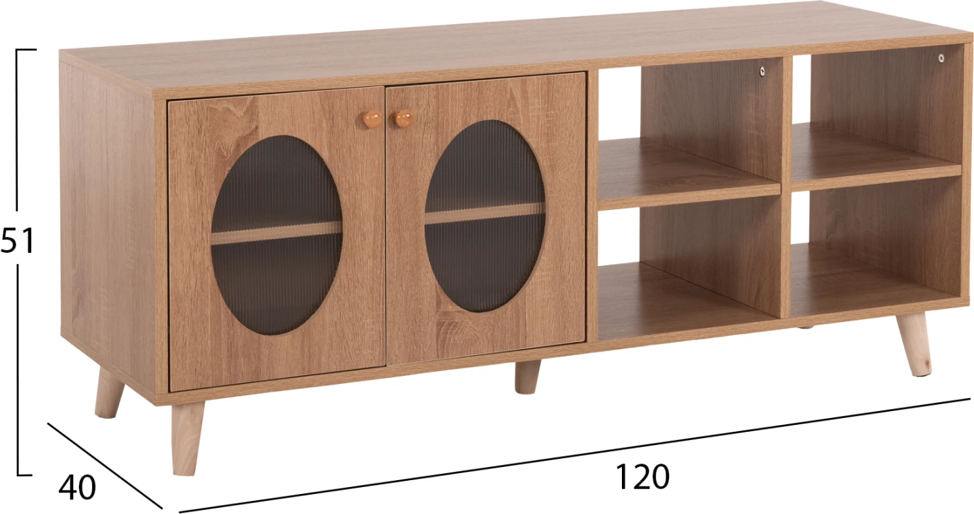 Kabinet TV RILLION FH9879 melaminë, ngjyrë sonama, 120x40x51H cm