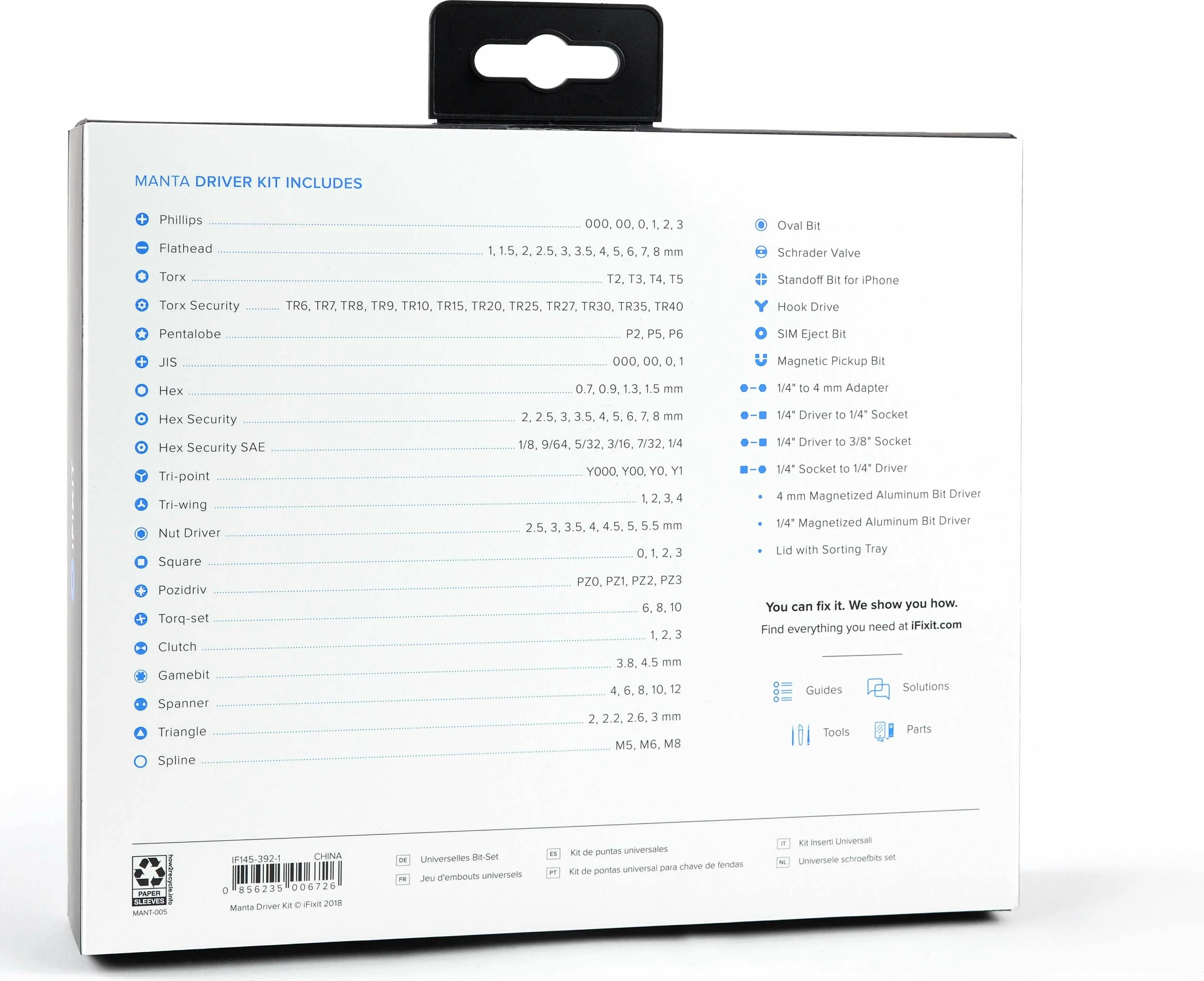 Set bitash precize, iFixit, Manta EU145392, 112 copë, zi/kaltër