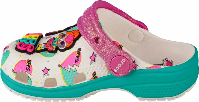 Papuqe Crocs për fëmijë, të bardha me ngjyra