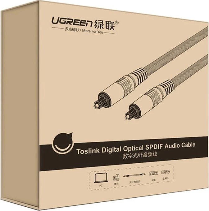 Kabllo optike audio Ugreen AV108 10540, Toslink/SPDIF, 2m, Gri