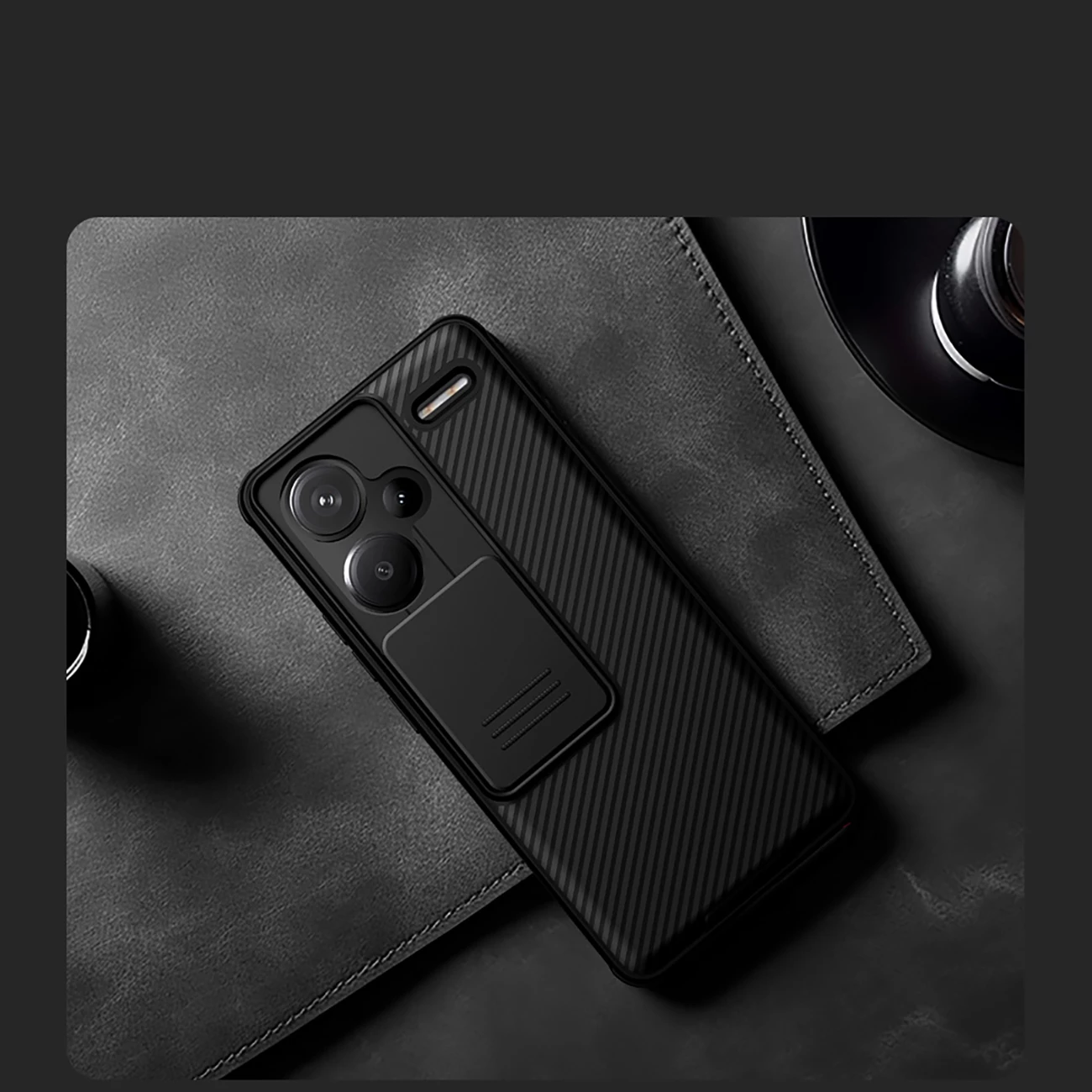 Mbështjellës Nillkin CamShield Pro për Xiaomi Redmi Note 13 Pro+ 5G, i zi