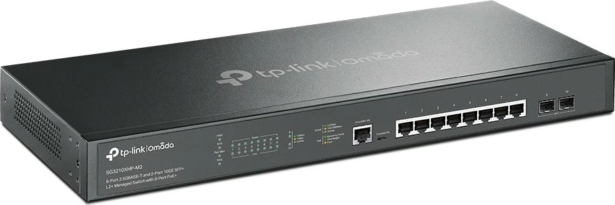 Switch TP-Link Omada 8-Port 2.5GBASE-T dhe 2-Port 10GE SFP+, Managed, L2+, 2.5G Ethernet, PoE+, Rack mounting, 1U