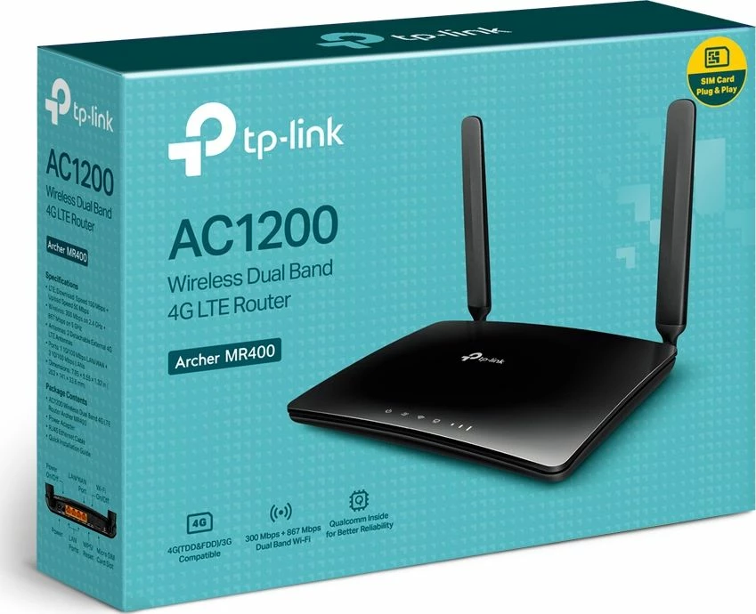 Router TP-Link Archer MR400 AC1200 4G LTE Wi‑Fi 5 Dual-Band, i zi