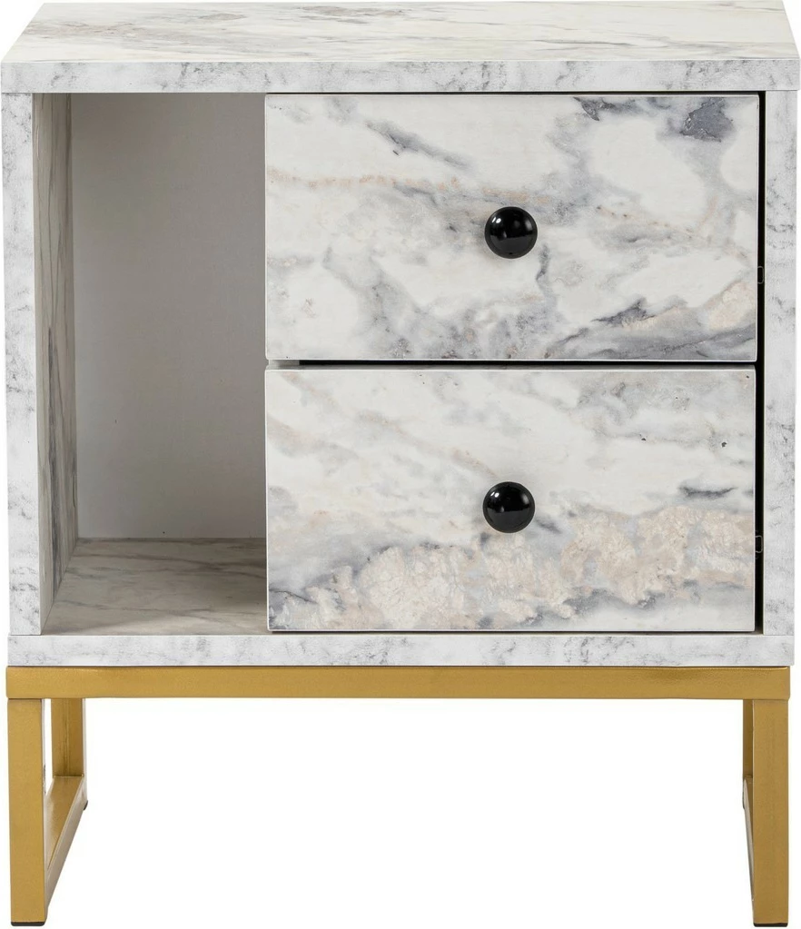 Komodinë Nordure, ngjyrë Freesia Marble, ari