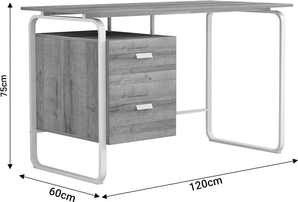 Tavolinë zyre me sirtarë Clarity melaminë natyrale-bardhë 120x75x75cm
