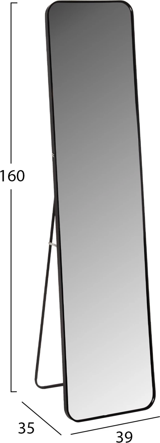 Pasqyrë dyshemeje BOELY FH9577.01 kornizë alumini ngjyrë e zezë 40x35x160H cm