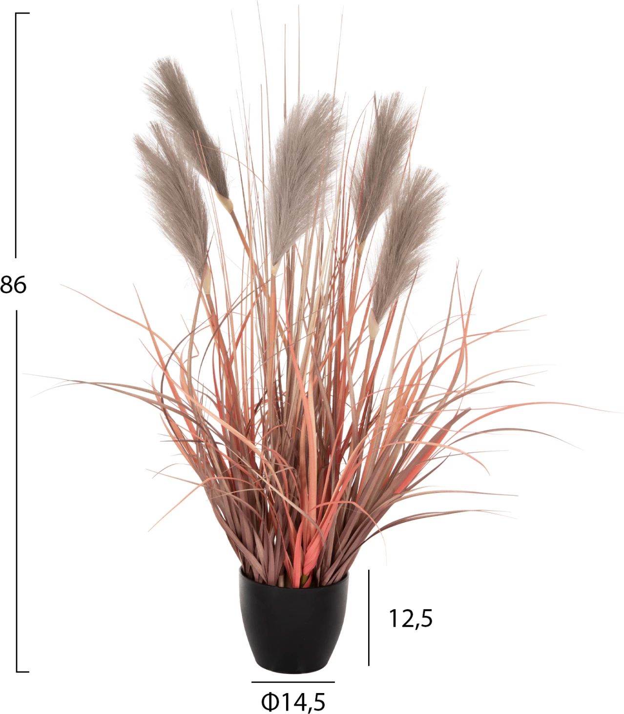 Bimë sintetike dekorative në vazo FH4015 bar + pendë Φ14,5x12,5-86Hcm