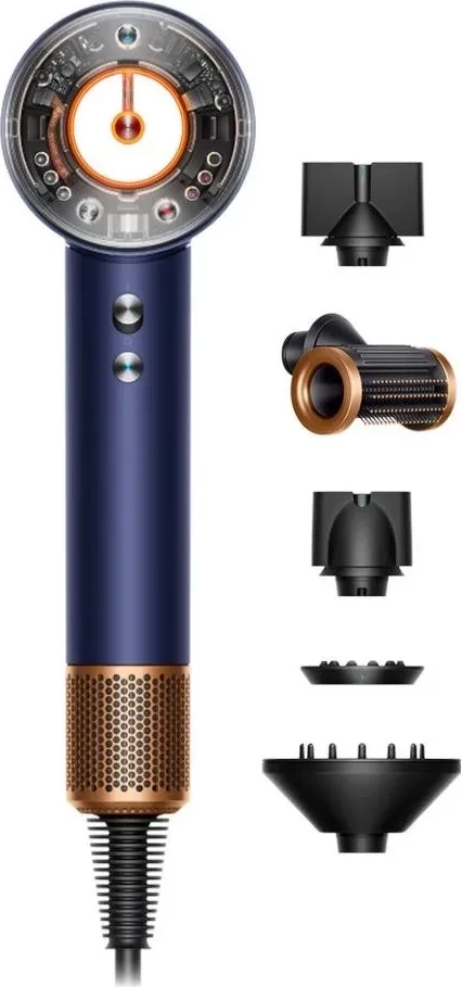 Tharëse flokësh Dyson Supersonic Nural Straight+Wavy, 1600W, kaltër/prush