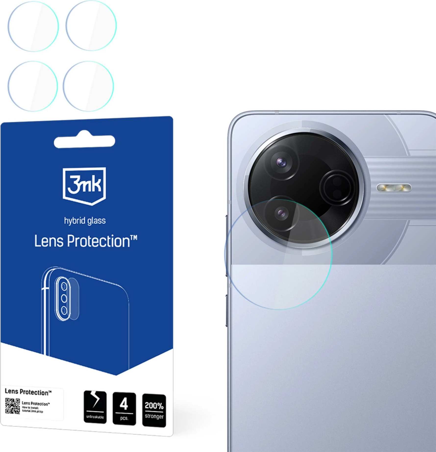 Xham mbrojtës për lente Xiaomi Poco F7 Pro 3mk Protection, set 4 copë