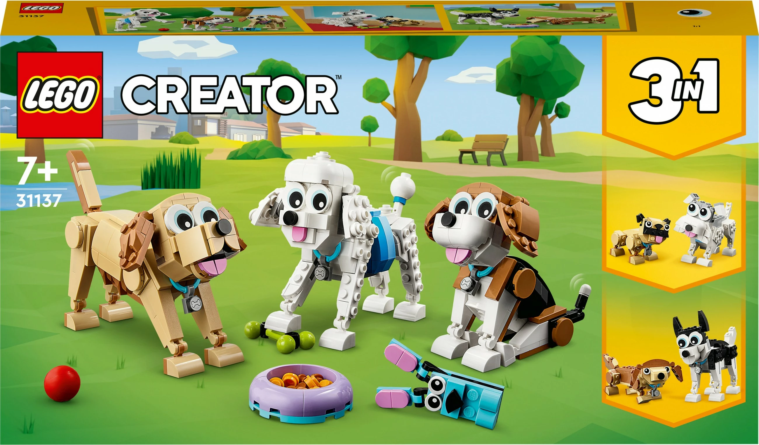 Set ndërtimi LEGO Creator 3-in-1 Adorable Dogs 475 pjesë, shumëngjyrësh