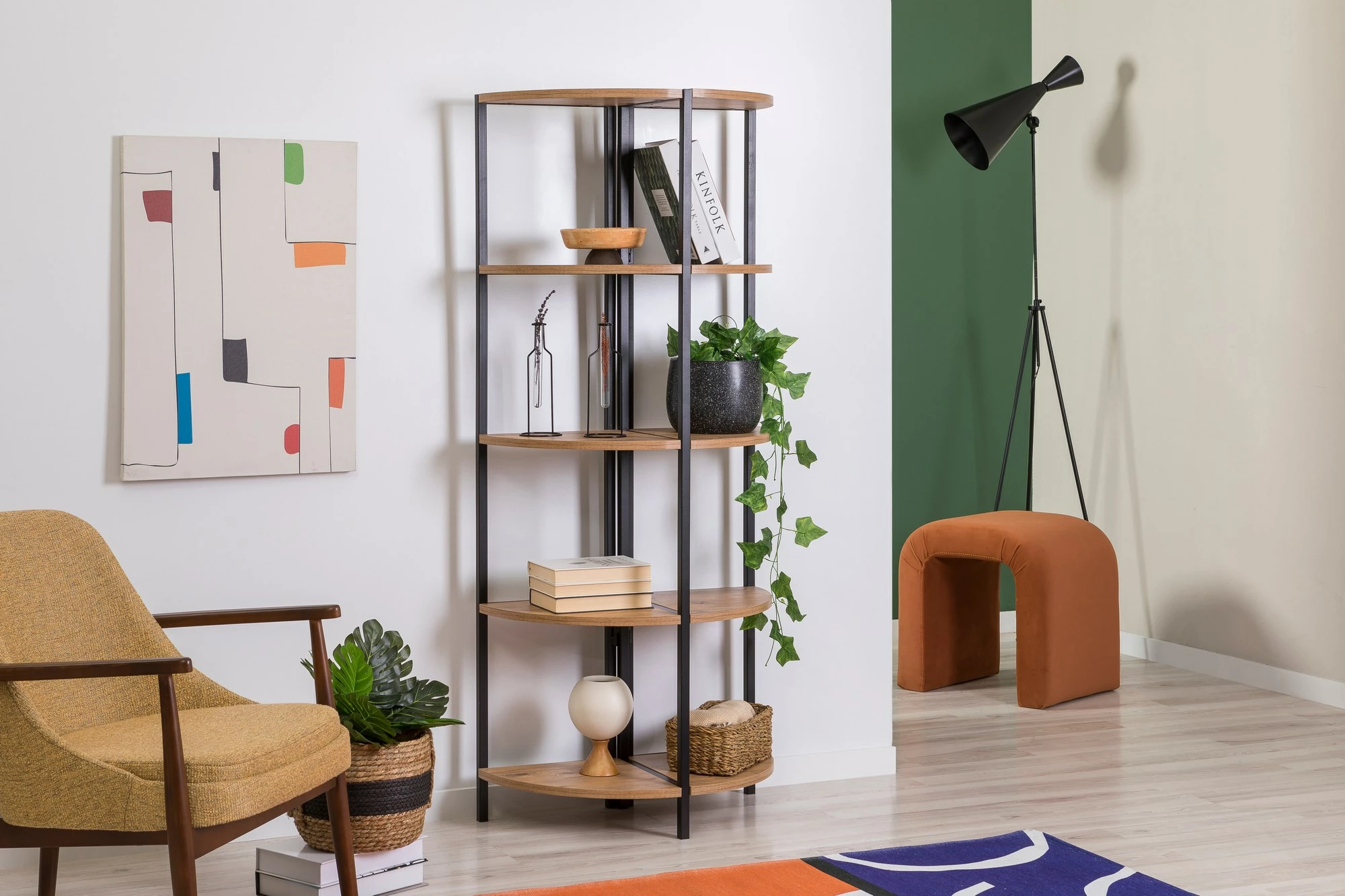 Raft librash Hanah Home, Mona Rafix, ngjyrë pishë Atlantike dhe e zezë