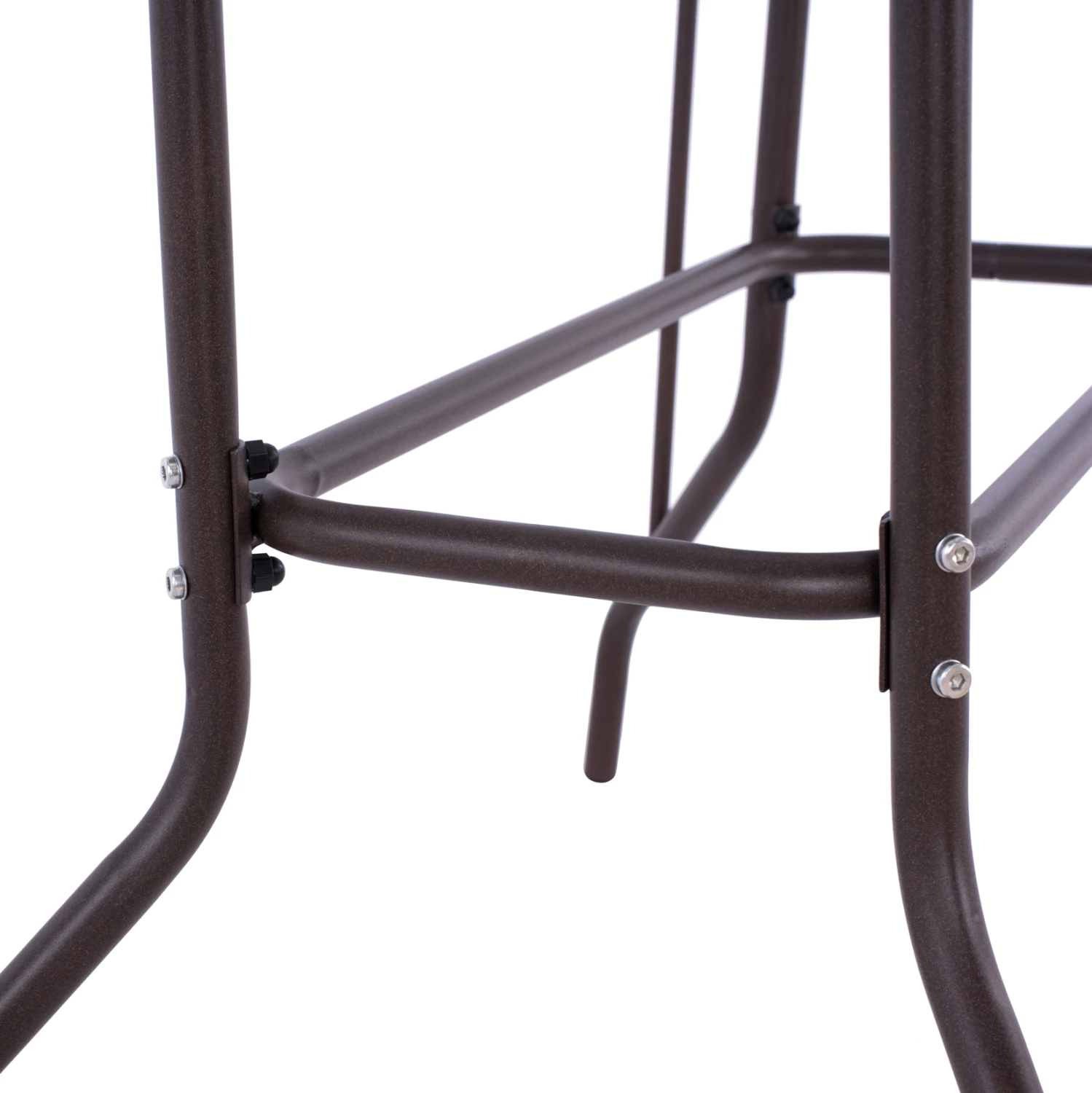 Tavolinë metalike për jashtë ADAM, ngjyrë kafe, me sipërfaqe xhami të forcuar, 110x60x71H cm