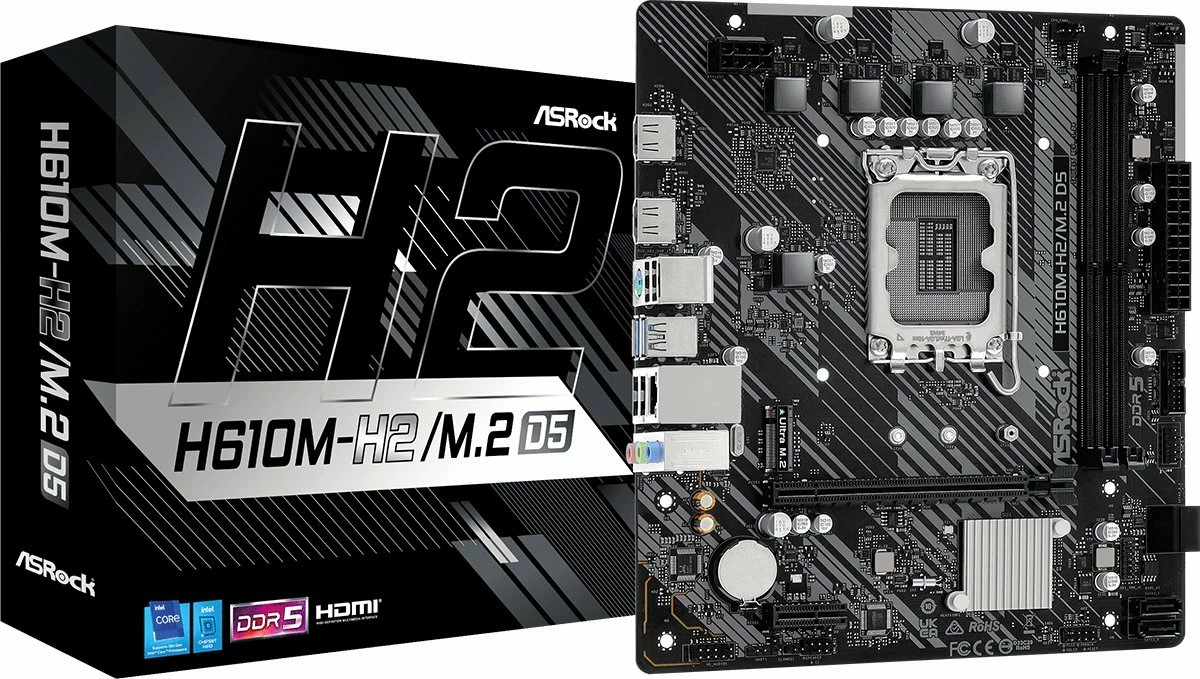 Pllakë amë ASRock H610M-H2/M.2 D5 Micro ATX, DDR5, M.2, Dual HDMI, Gigabit LAN, e zezë