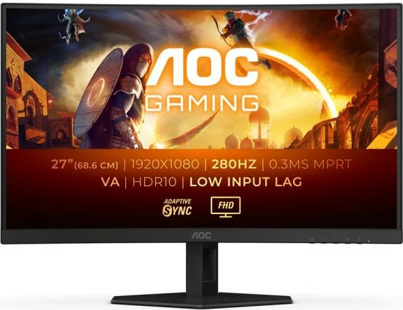 Monitor gaming, AOC, C27G4ZXE, 27" FHD 280Hz 1ms VA i lakuar HDR10 Adaptive Sync, i zi