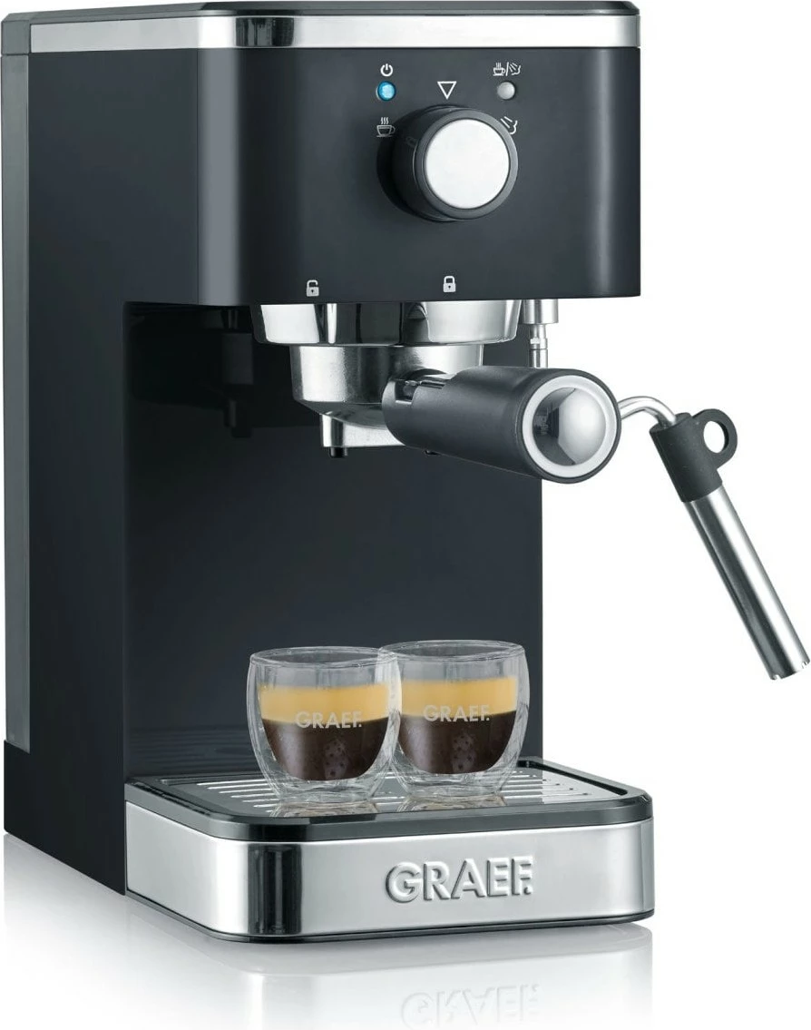 Makinë espresso Graef ES 402, 1.25 L, Kafe e bluar, 1400 W, E zezë, Çelik satinat