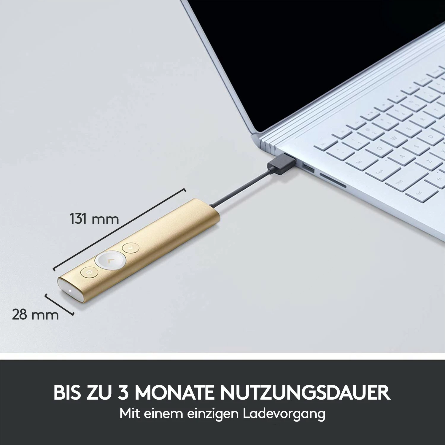 Prezantues Logitech Spotlight, Bluetooth/RF, USB, 30 m, ngjyrë ari