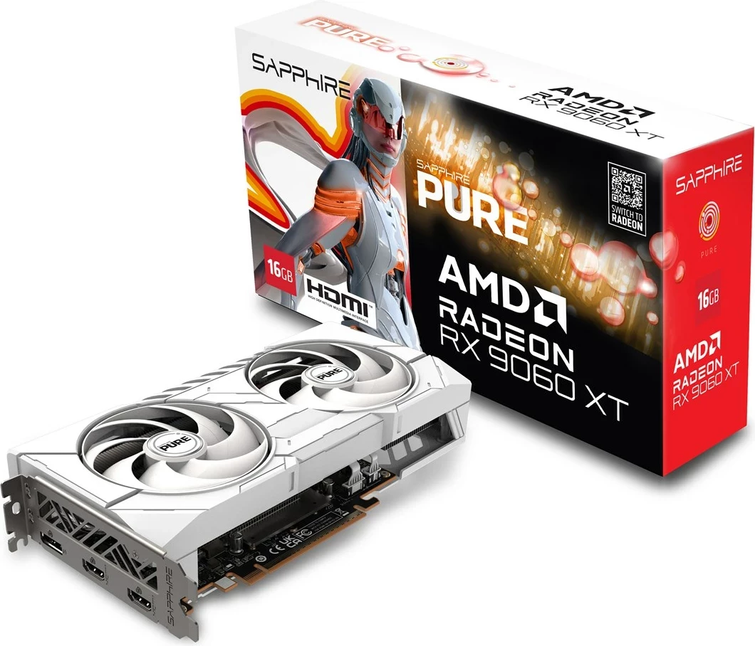 Kartë grafike Sapphire PURE RX 9060 XT GAMING OC, 16 GB, e bardhë