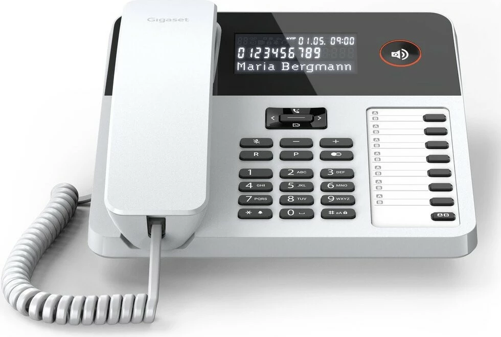 Telefon fiks Gigaset DESK 600, analog, 100 kontakte, Caller ID, i bardhë