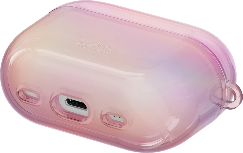 Mbështjellës UNIQ Iridescia për AirPods Pro 2, Holo Pink me karabinë