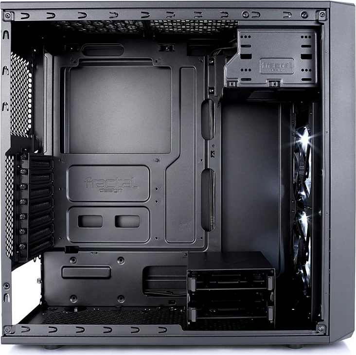 Kasë Fractal Design Focus G Midi Tower, ATX, micro ATX, ITX, e zezë, me dritare anësore dhe LED të bardhë