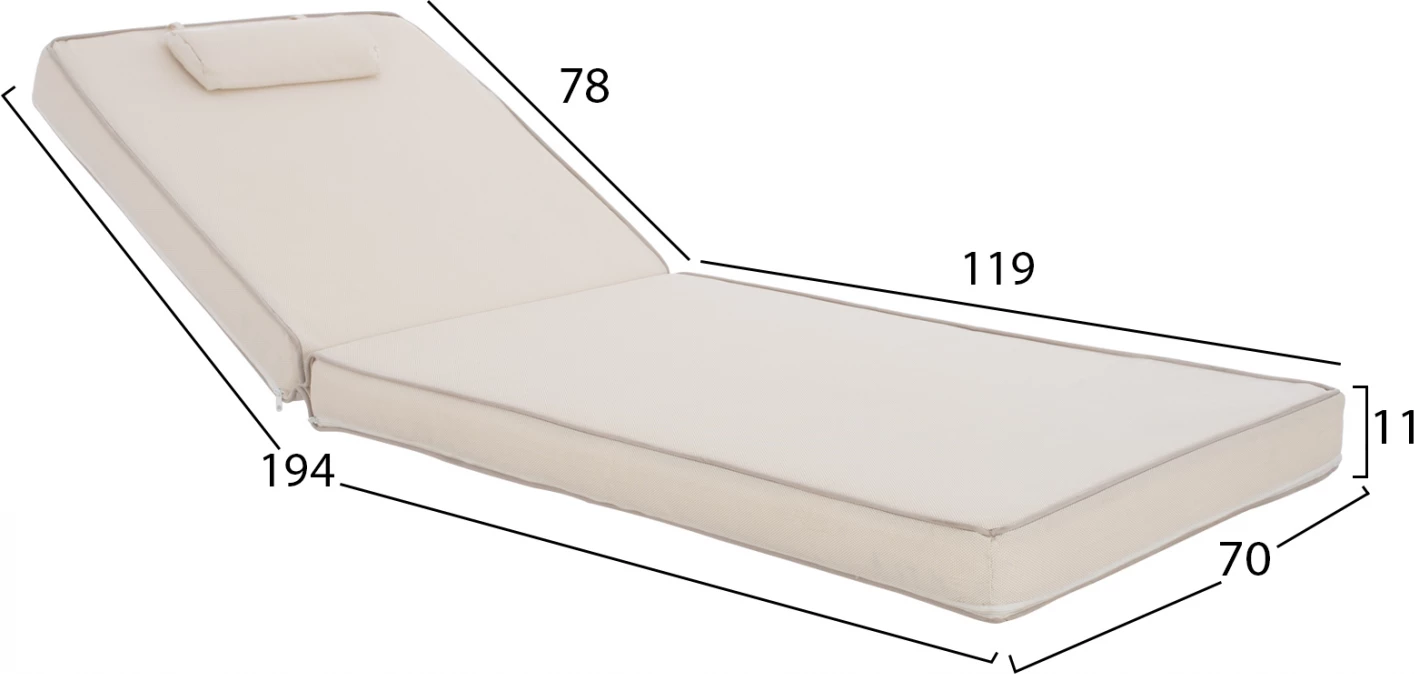 Jastëk për shezlong, ngjyrë bezhë, FH11237.60T, 198(119+1+78)x70x10 cm