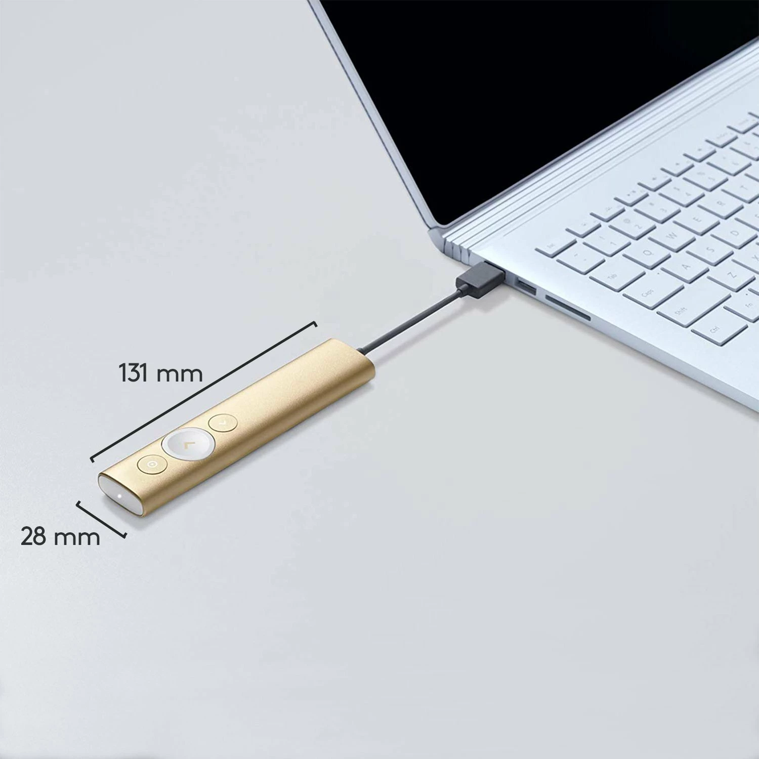 Telekomandë prezantimi Logitech Spotlight 910-004862, rreze 30 m, Bluetooth/USB receiver, karikim USB-C, me kasë, gold