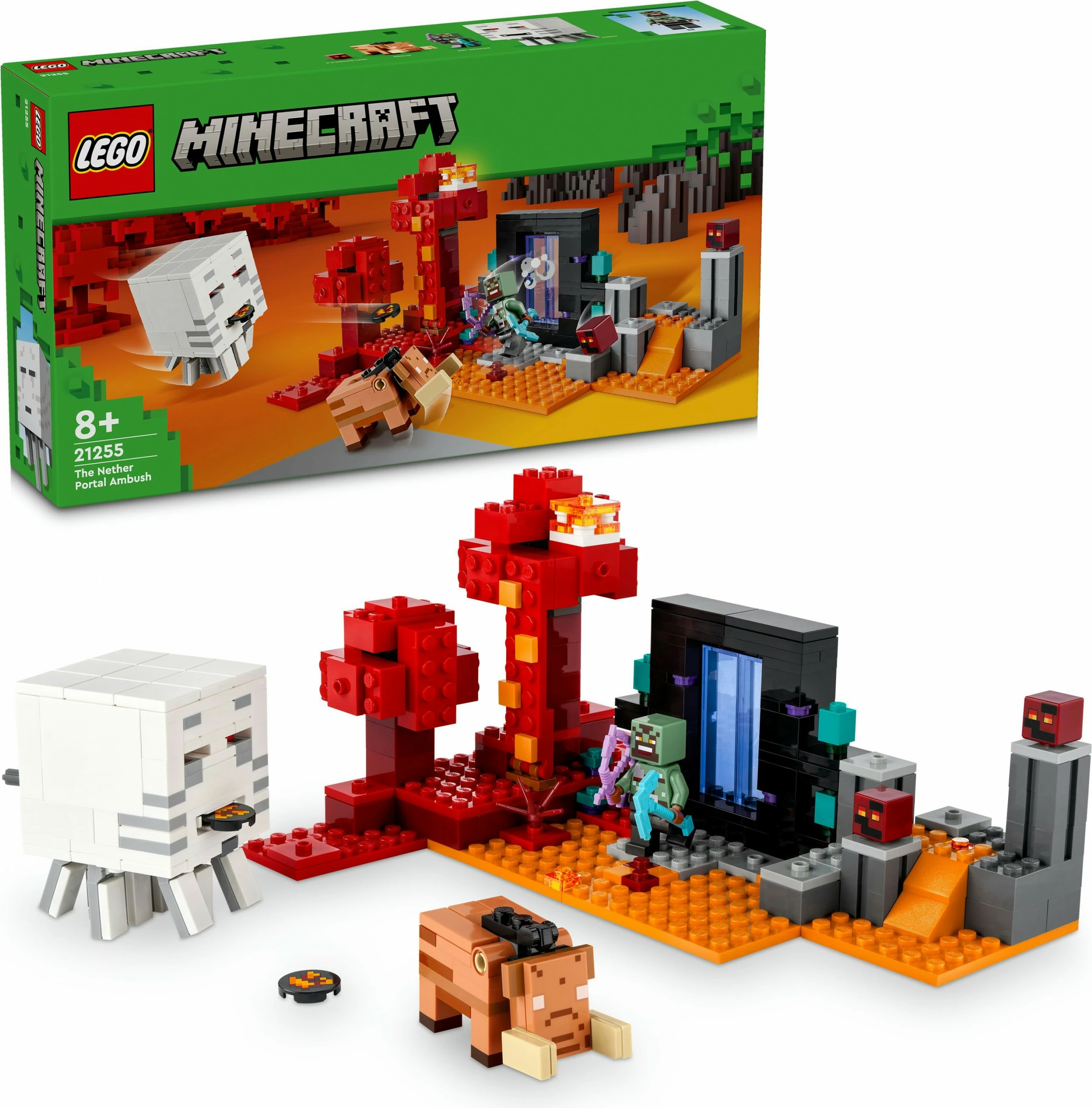 Set ndërtimi LEGO Minecraft 21255 Hinterhalt am Netherportal, shumëngjyrësh