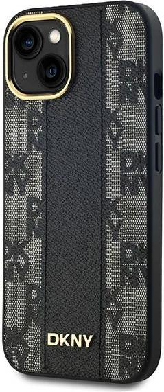Mbështjellës DKNY Leather Checkered Mono Pattern MagSafe për iPhone 14/15/13, i zi