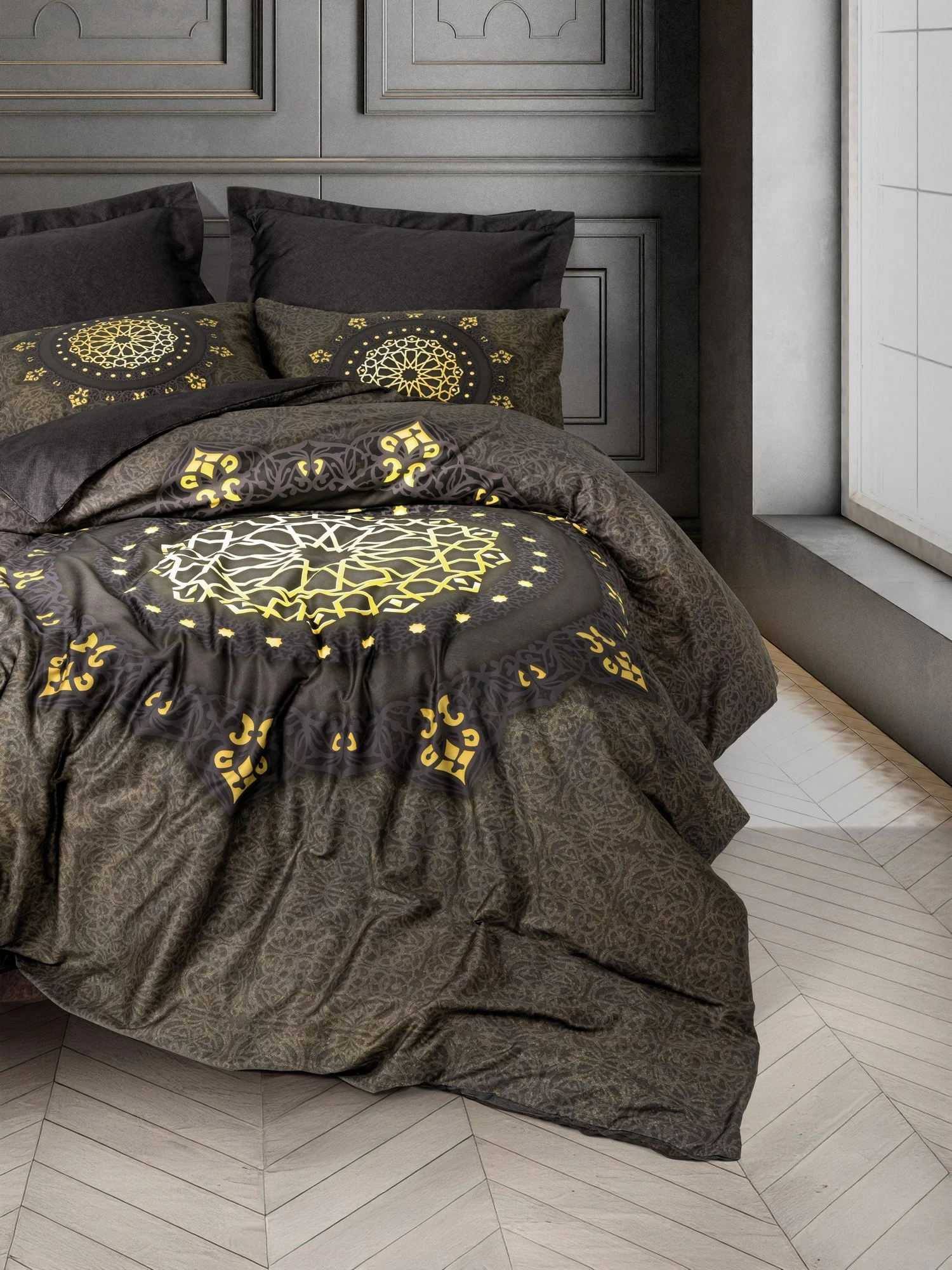 Set mbulesë për jorgan dopio, satin, L'essentiel, ngjyrë antracit, Togay