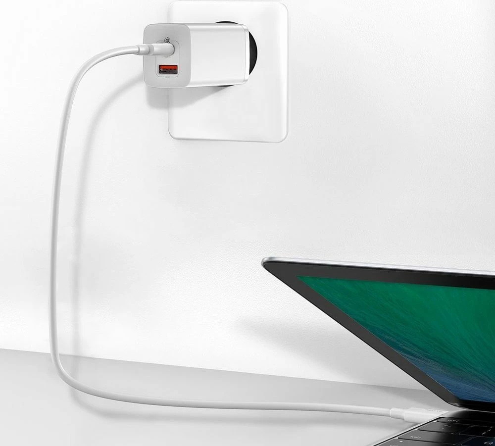 Karikues muri Baseus GaN2 Lite CCGAN2L-B02 65W 1x USB-C + 1x USB-A i bardhë