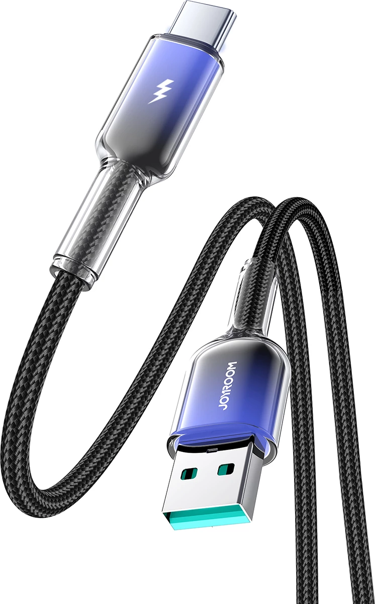 Kabllo Joyroom S-A42 Crystal-Clear Series, USB-A në USB-C, 1.2m, 3A, e zezë