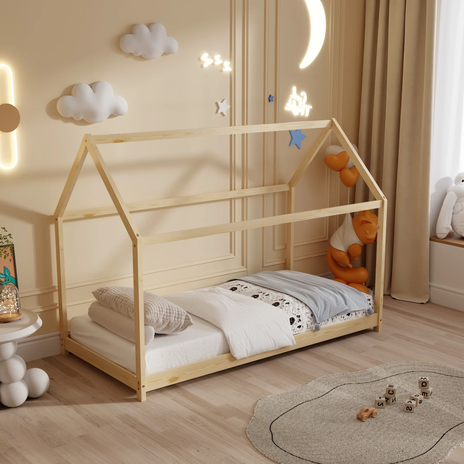 Krevat për fëmijë PEPE FH678.01 t.MONTESSORI DRU PISHË NATYRAL- 140x70cm