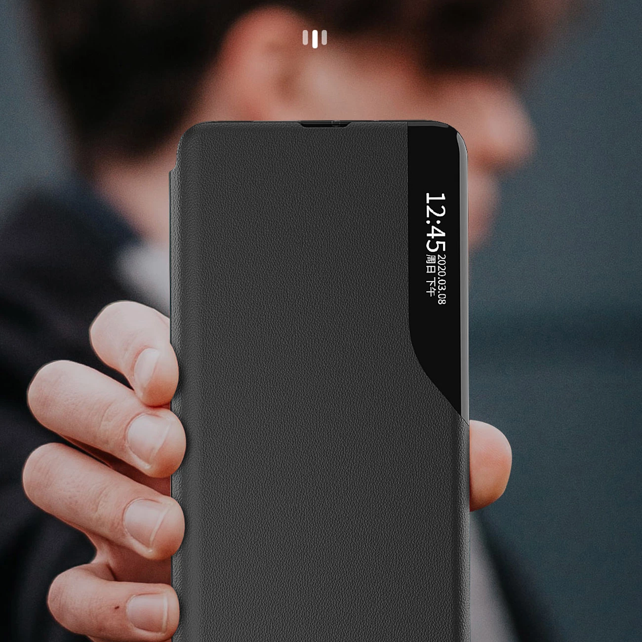 Mbështjellës Hurtel Eco Leather View Case për Xiaomi Redmi Note 12 Pro / Poco X5 Pro 5G, me qëndrim, i zi