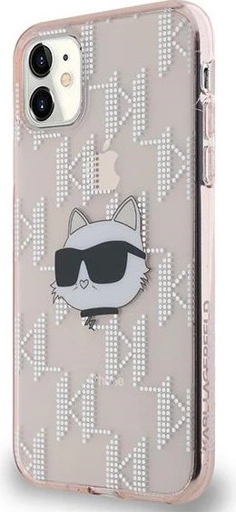 Mbështjellës Karl Lagerfeld IML Choupette Head & Monogram për iPhone 11/XR, Rozë