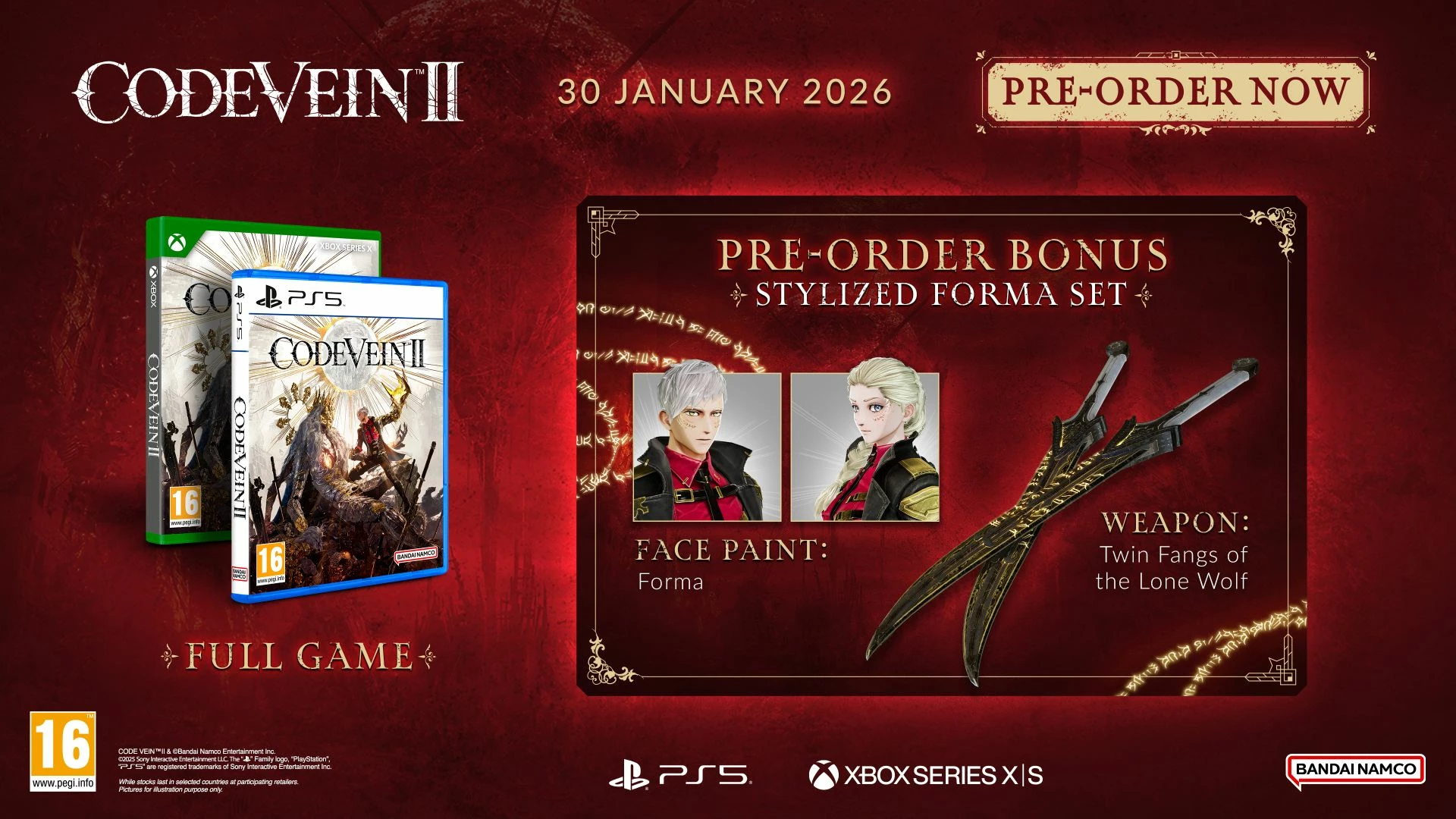 Lojë PS5 Bandai Namco Code Vein II, PEGI 16
