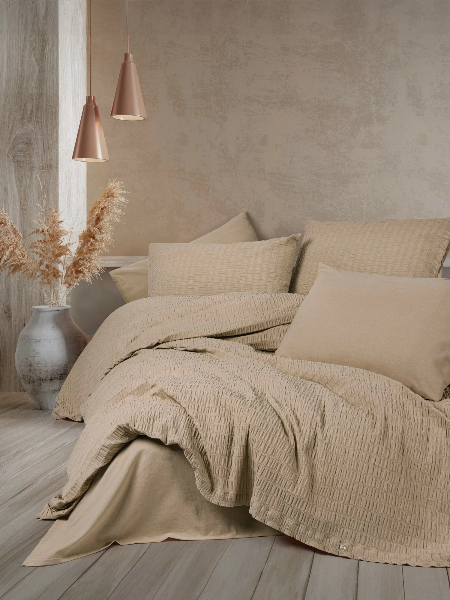 Set mbulesë për jorgan dopio, L'essentiel, Sungai, ngjyrë salmon