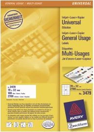 Etiketa Avery Zweckform 3479 70 x 32 mm A4 100 fletë bardhë