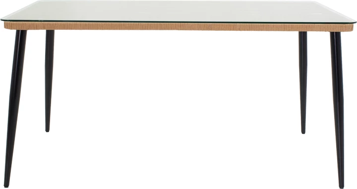 Tavolinë me karrige Naoki X set prej 5 copë rattan pe ngjyrë natyrale dhe metal i zi 160x90x78cm