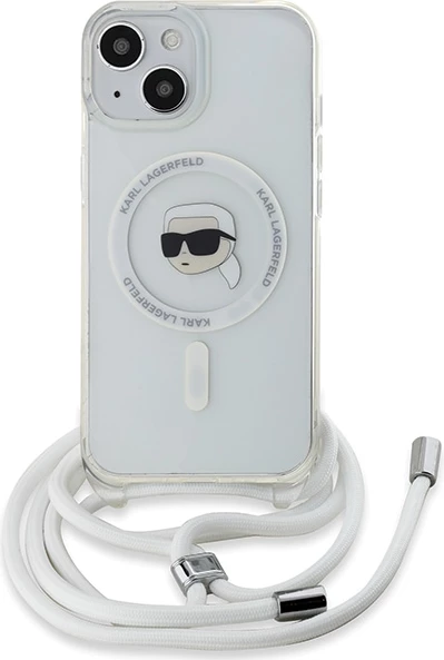 Mbështjellës Karl Lagerfeld Crossbody IML Karl Head MagSafe për iPhone 15/14/13, Transparent