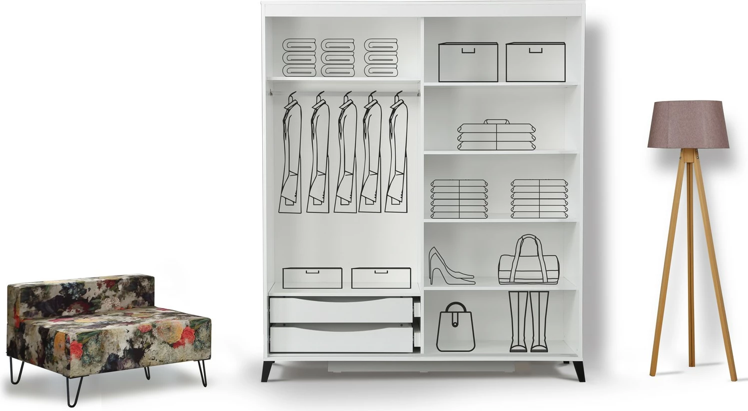 Dollap i bardhë me pasqyrë Hanah Home, Pasific Home Fuga 150