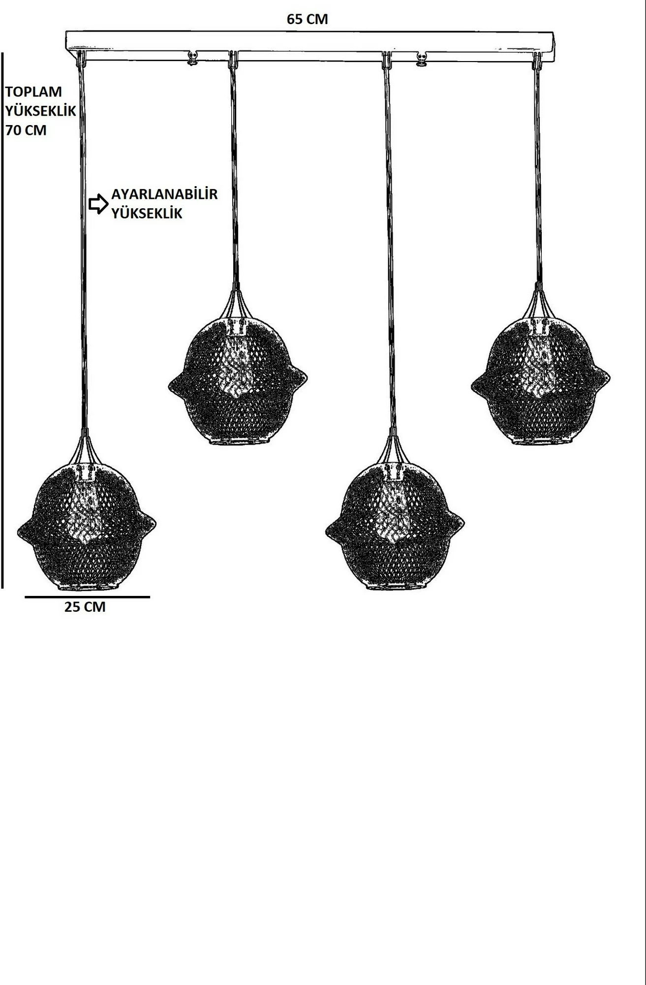 Llambë tavani Opviq Merkür, 4 llampa, e zezë, varëse