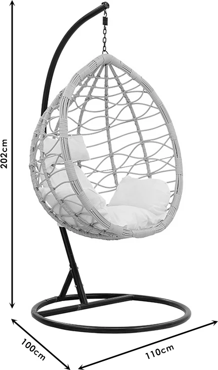 Karrige varëse Hudson metalike, ngjyrë natyrale e zezë, jastëk i zi, 109x119x195cm