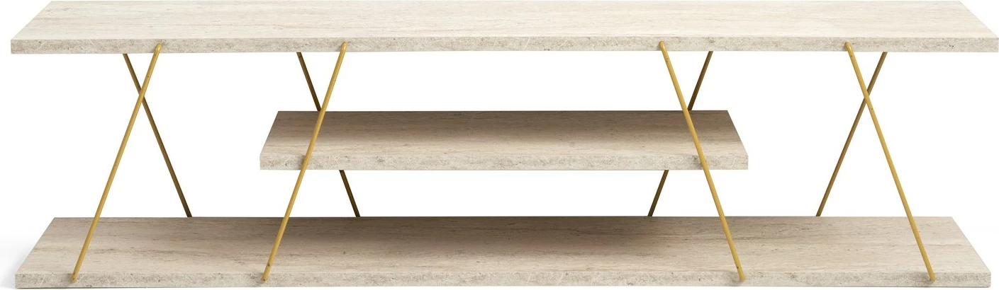 Komodë TV Hanah Home, Canaz, ngjyrë ari dhe travertin