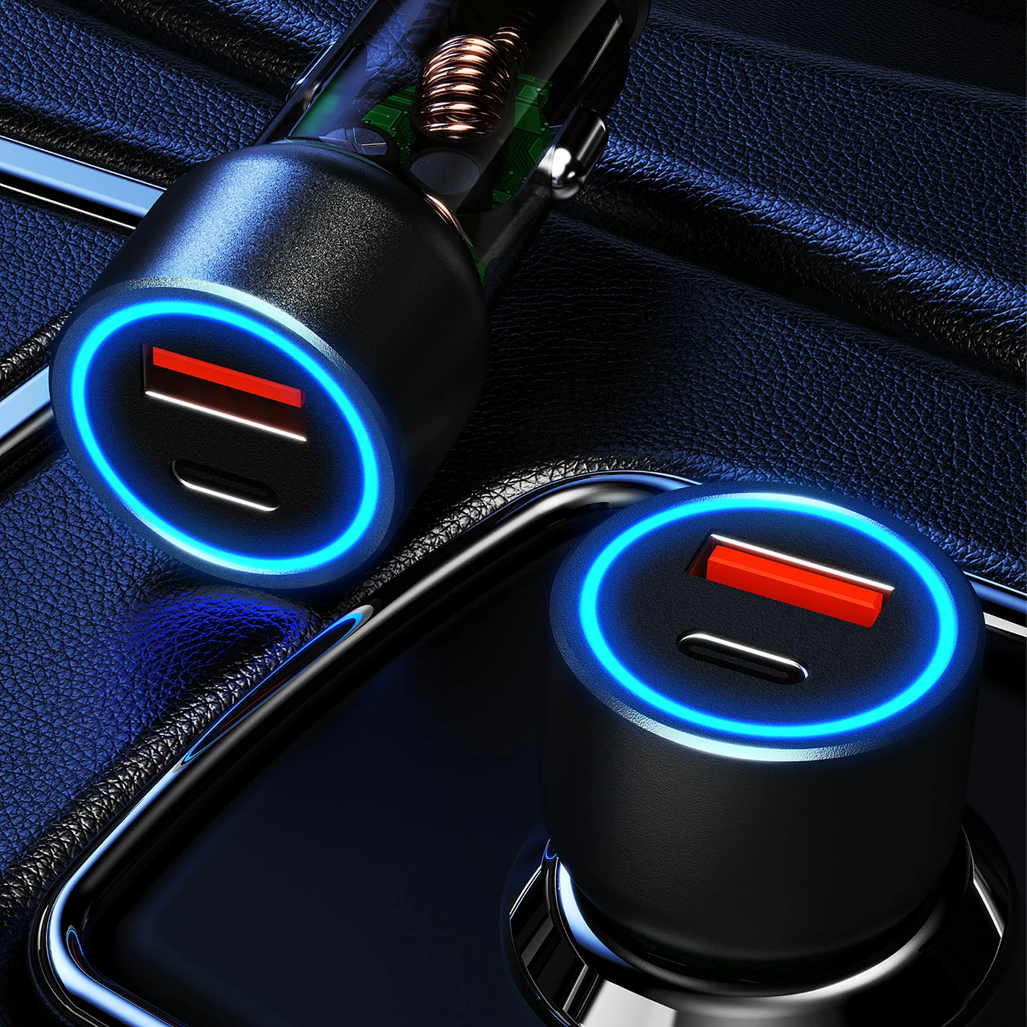 Karikues veture Dudao R4T, 30W, 2 porta USB-A/USB-C, Gri