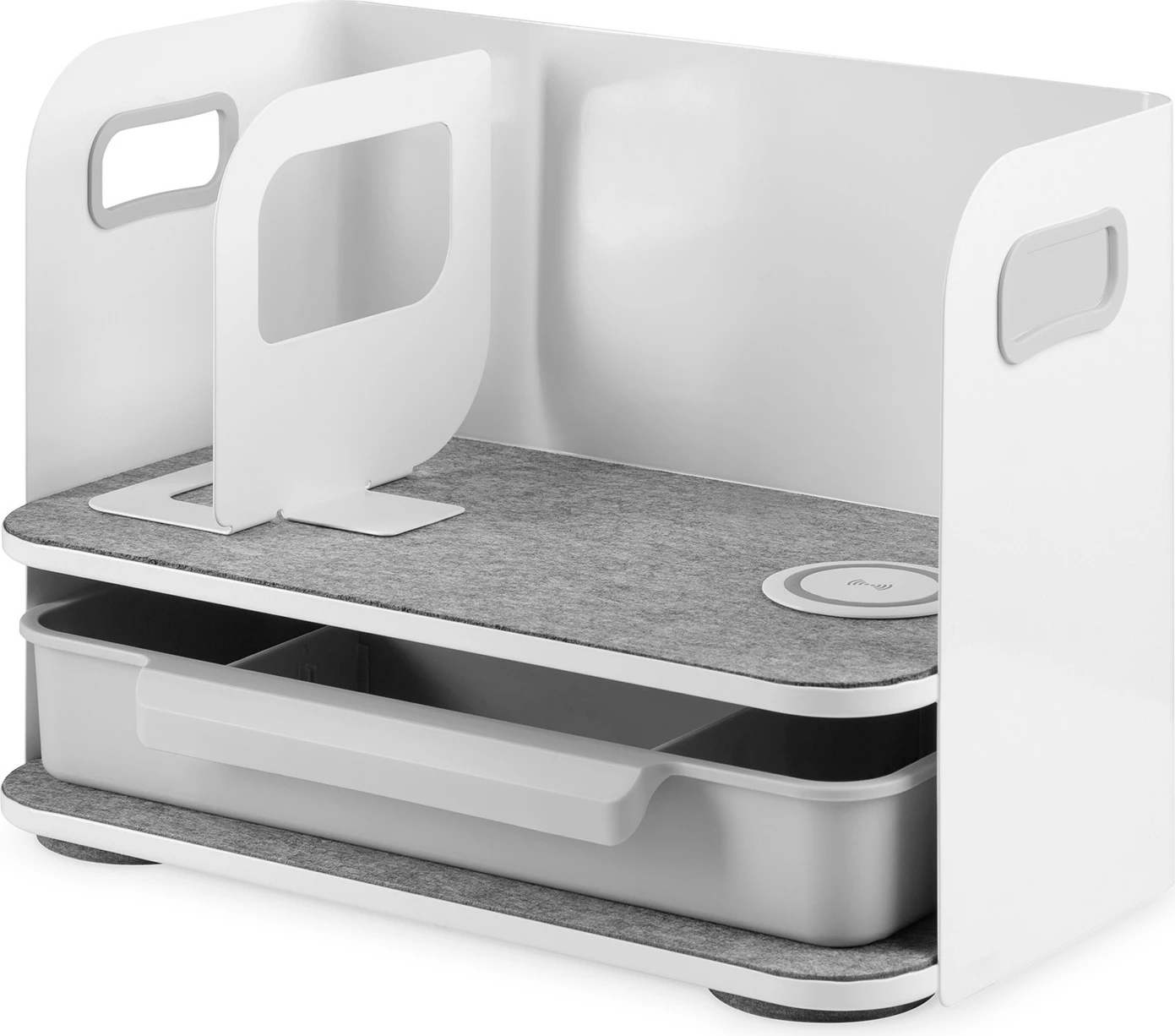 Organizues tavoline Digitus me karikues Qi, çelik, gri, bardhë, 1 sirtar, Kinë