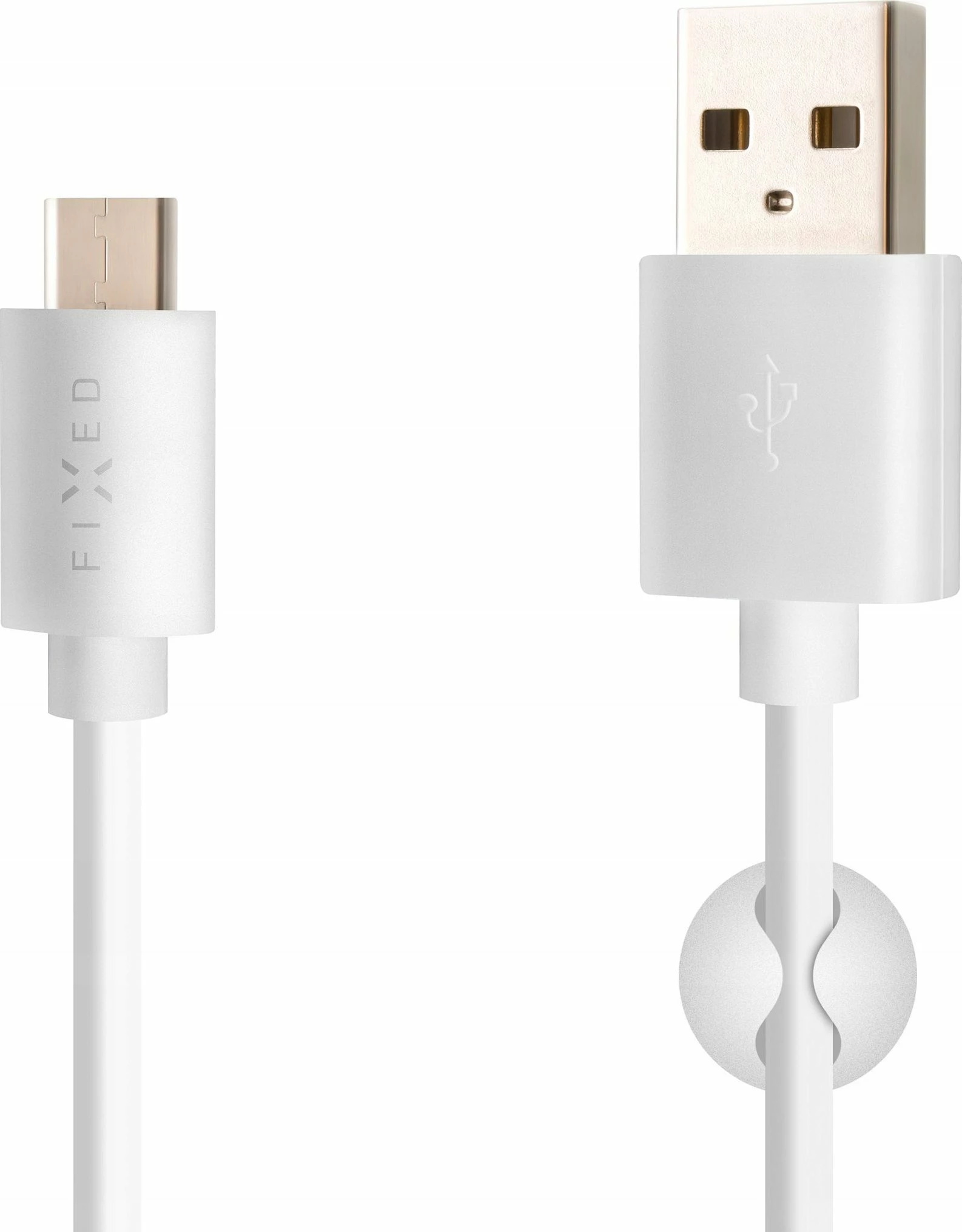 Kabl USB Fixed Data Cable FIXD-UC2M-WH, USB-A në USB-C, 2 m, i bardhë, me organizer kablli